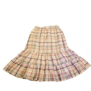 Gymboree 7 Pink Plaid School Girl Skirt A Line Tiered Flared Maxi‎ Long Modest